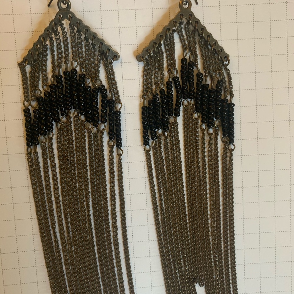 rustic long chain earrings